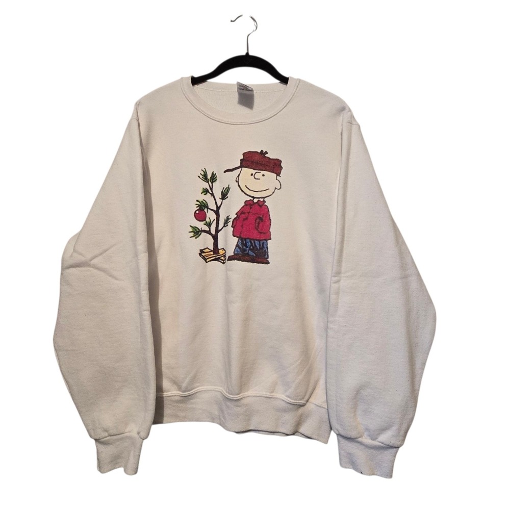 Vtg 90s 80s Charlie Brown Sweatshirt SM Jerzees Holiday Christmas Tree - Picture 1 of 9